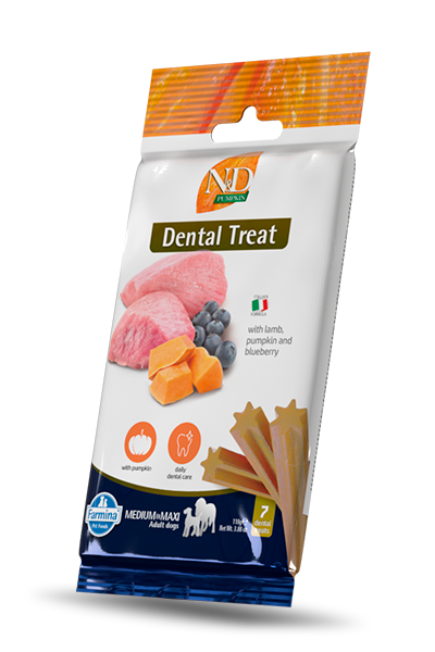 Farmina N&D Pumpkin - Snack Dental para Cães Médios e Grandes - Cordeiro, Abóbora e Mirtilo