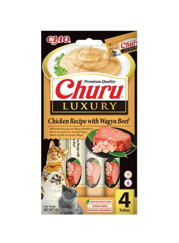 Churu Cat Luxury Snack para Gato - Frango com Carne Wagyu
