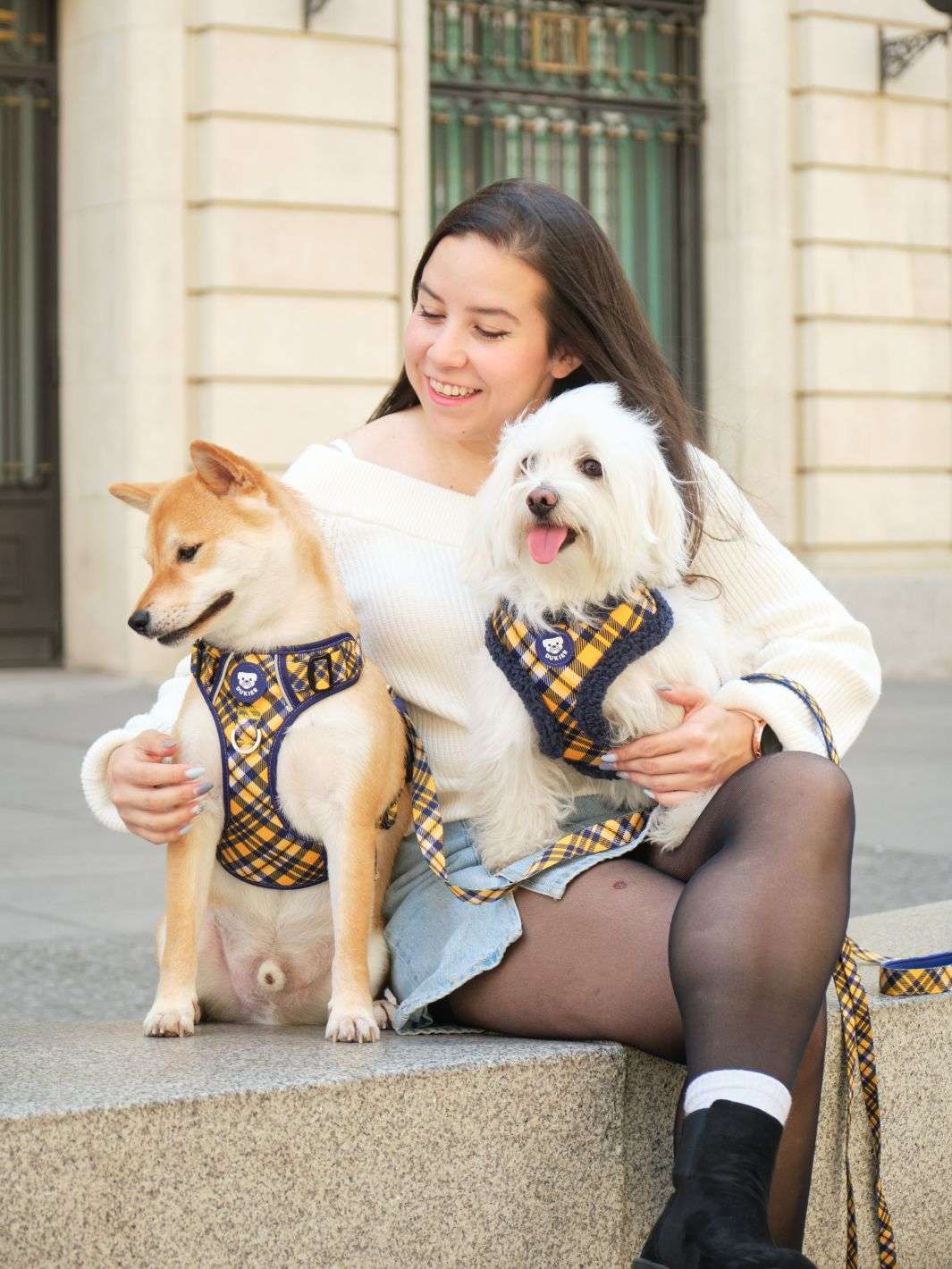 Dukier - Peitoral Ajustável Xadrez Mostarda