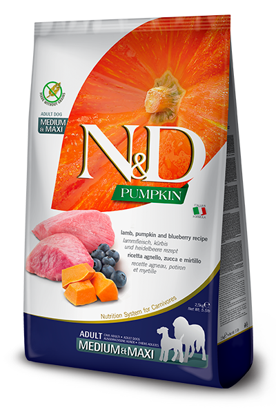 Farmina N&D Pumpkin - Ração Seca para Cães Médios e Grandes - Cordeiro e Mirtilos