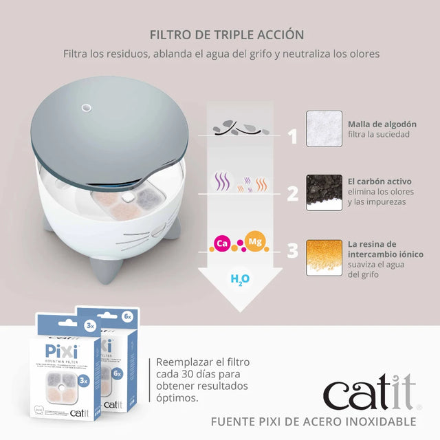 Catit PIXI - Fonte em Aço Inoxidável para Gatos