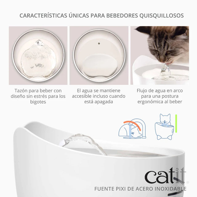 Catit PIXI - Fonte em Aço Inoxidável para Gatos