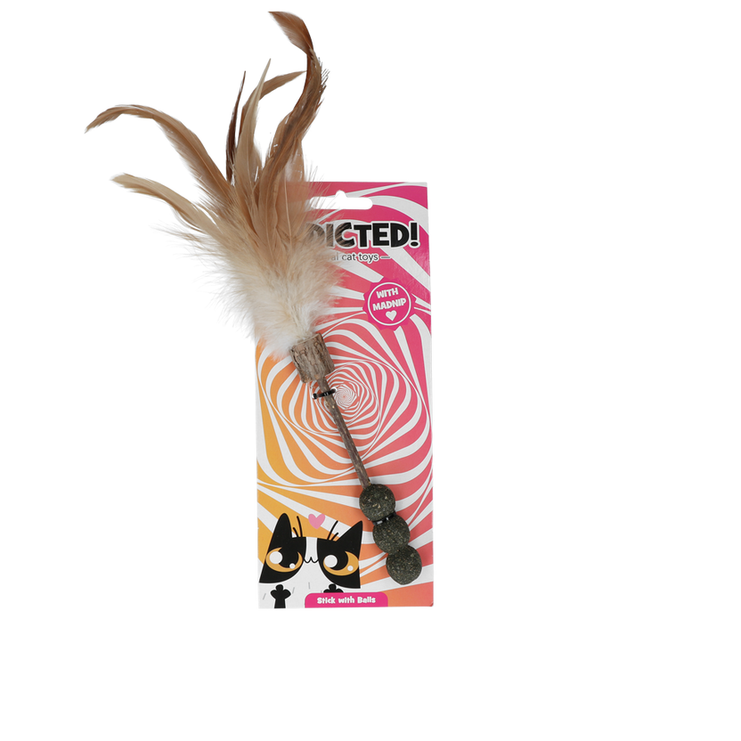 Addicted! Stick with Balls & Feathers - Brinquedo com Madnip para Gatos