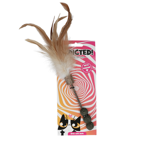 Addicted! Stick with Balls & Feathers - Brinquedo com Madnip para Gatos