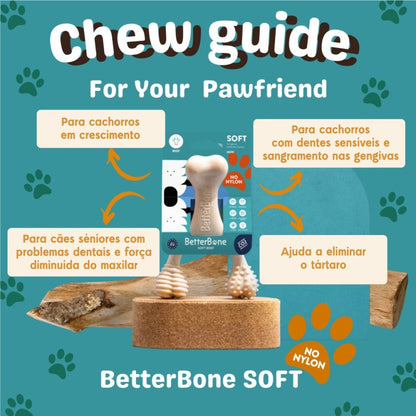BetterBone - Brinquedo de Roer Natural para Cães Macio Classic