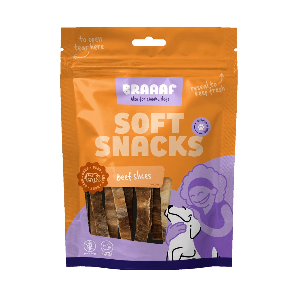 Braaaf Soft Snack Slices - Vaca e Peixe para Cão
