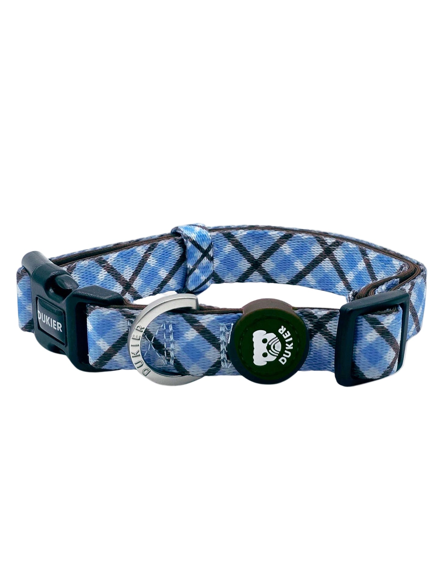 Dukier - Coleira Xadrez Blue Mocca