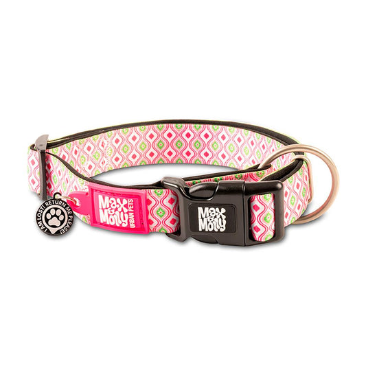 Max & Molly - Coleira Retro Pink com ID Tag