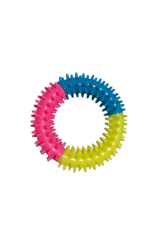Brinquedo Mordedor Tricolor Circular de Borracha