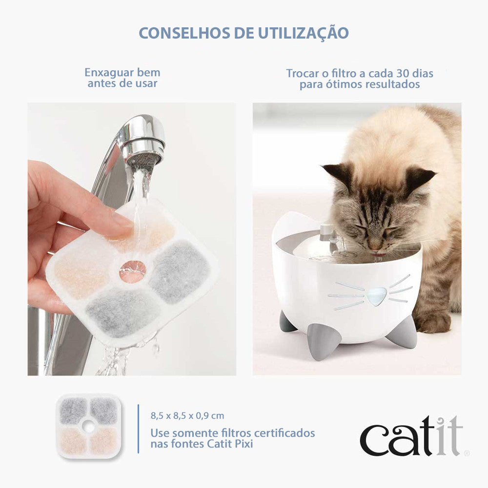 Catit PIXI - Filtro de Tripla Ação para Fonte de Gatos