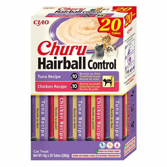 Churu Hairball Control - Snack Líquido para Gatos Pack 20x14g