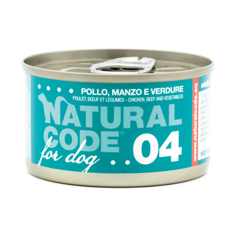 Natural Code 04 Frango, Vaca e Vegetais | Alimento Húmido para Cão
