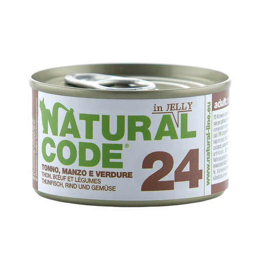 Natural Code 24 Atum, Carne de Vaca e Vegetais | Alimento Húmido para Gato