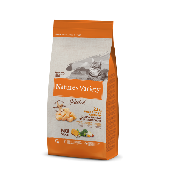 Nature's Variety Selected Sem Cereais Gato Adulto Esterilizado - Frango