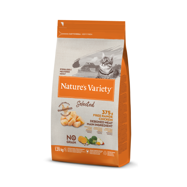 Nature's Variety Selected Sem Cereais Gato Adulto Esterilizado - Frango