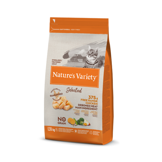 Nature's Variety Selected Sem Cereais Gato Adulto Esterilizado - Frango