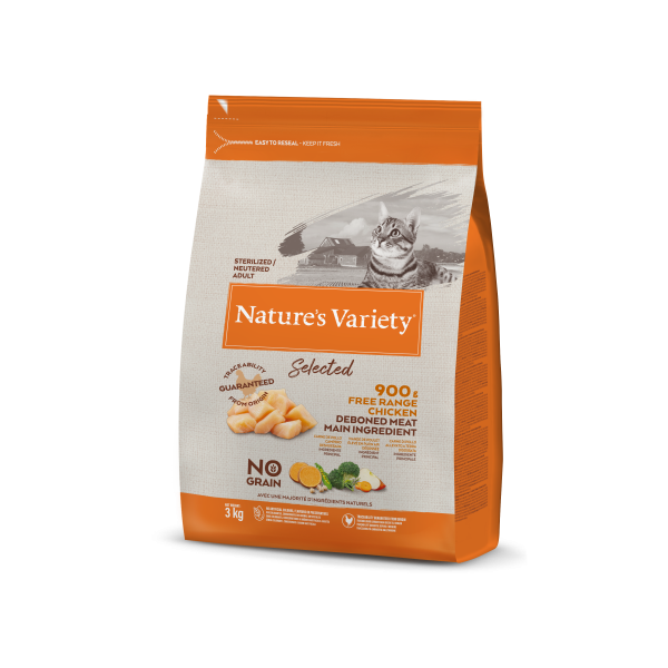 Nature's Variety Selected Sem Cereais Gato Adulto Esterilizado - Frango