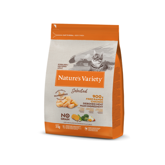 Nature's Variety Selected Sem Cereais Gato Adulto Esterilizado - Frango